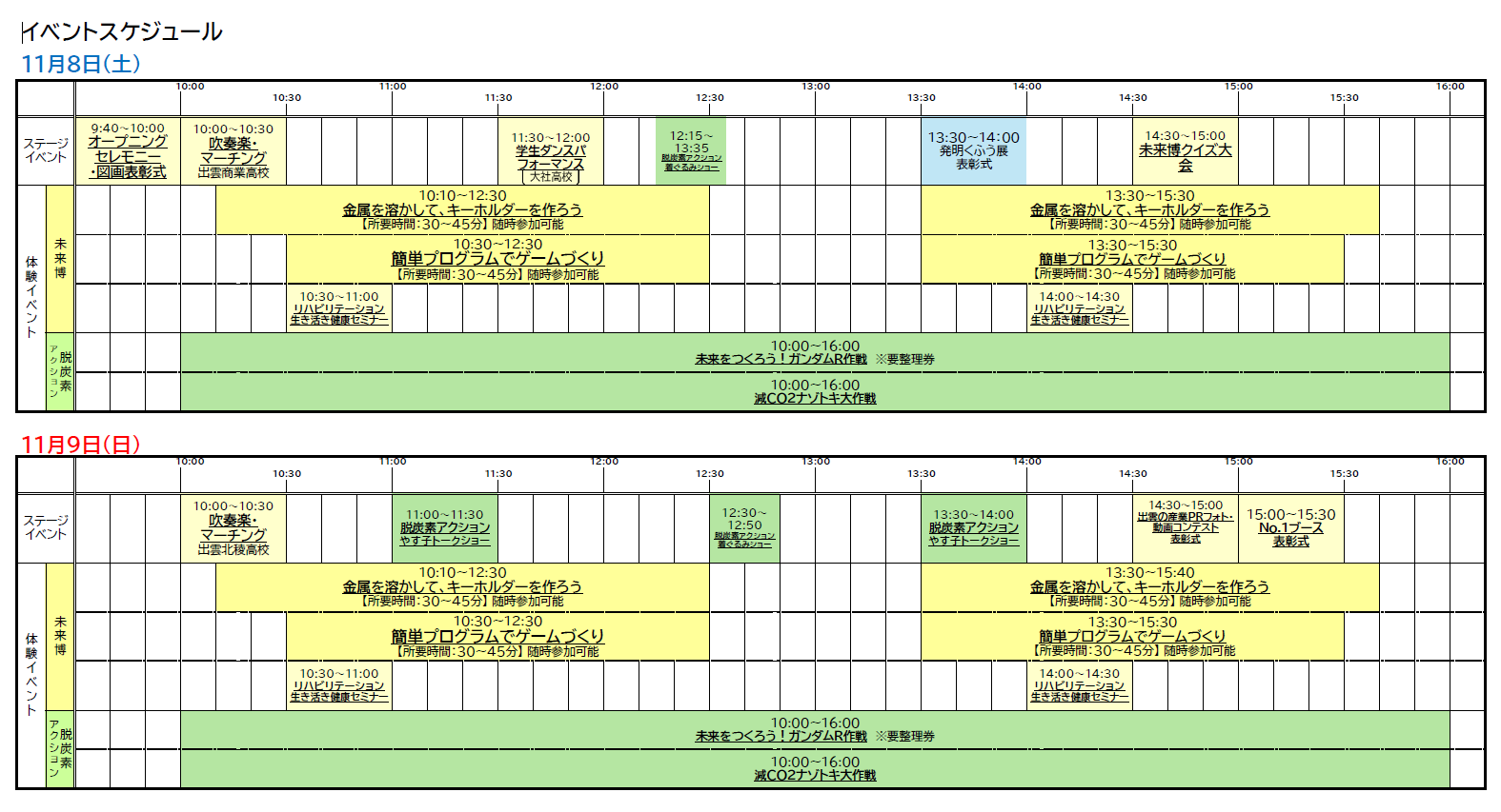 タイムスケジュール